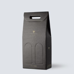Confezione in kraft nero da 2 bottiglie – Enoteca di Vinci e Montalcino