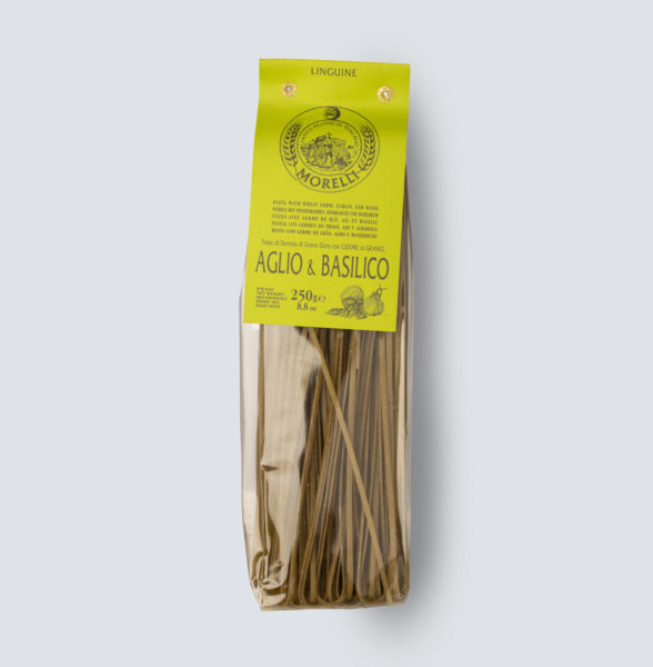 Linguine aglio e basilico con germe di grano (4x250gr) - Pastificio Morelli